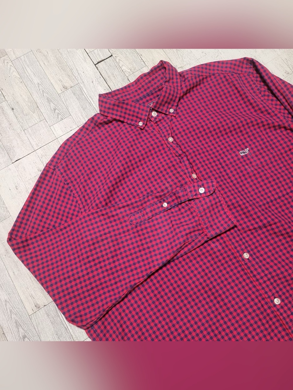 Men's Vineyard Vines Classic Fit Red Blue Gingham Cotton Tucker Shirt Size XXL